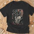 アイヌ犬 アメリカ国旗 Tシャツ 高齢者への贈り物
