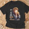 アニメとハンバーガーが大好きな女の子 Tシャツ 高齢者への贈り物