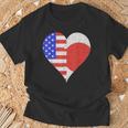 アメリカ日本国旗ハート Tシャツ 高齢者への贈り物