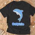 イルカ Dolphin ドルフィン【どうぶつフレンズ】水族館 海の生き物 ゆるくて かわいい 動物 イラスト Tシャツ 高齢者への贈り物