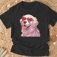 イングリッシュクリーム ゴールデンレトリバー ママギフト ハート メガネ ラブ Tシャツ 高齢者への贈り物