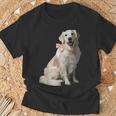 イングリッシュクリーム ゴールデンレトリバー 子犬 ピンク リボン クリーン ガール Tシャツ 高齢者への贈り物