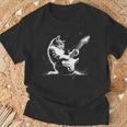 エレキギターで遊ぶ面白いギター猫 Tシャツ 高齢者への贈り物