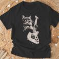 エレキギターを弾く猫 面白い猫ロッカー ロックショーで Tシャツ 高齢者への贈り物