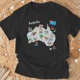 オーストラリアの地図。風景、動物、文化、シンボルのアイコン Tシャツ 高齢者への贈り物