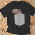 カピバラ フェイク ポケット カピバラ げっ歯類 げっ歯類 アニマル ノベルティ Tシャツ 高齢者への贈り物