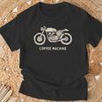 カフェレーサー 手描きバイクデザイン Tシャツ 高齢者への贈り物