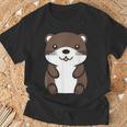 カワウソの赤ちゃん 動物 かわいい シンプルな小さなカワウソ Tシャツ 高齢者への贈り物