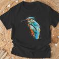 カワセミ 鳥 野生動物 動物 水彩 芸術的 ペインティング Tシャツ 高齢者への贈り物