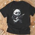 ギター ロック音楽を備えたヘビー ロック メタル パンダ Tシャツ 高齢者への贈り物