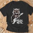 ギターを弾く猫 ヘヴィメタル ロックキャット おもしろギタリスト Tシャツ 高齢者への贈り物