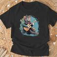 クラシックギターを弾く猫 猫 ギター 音楽 Tシャツ 高齢者への贈り物