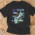 グアム、主要都市、旗、アメリカの観光名所地図 Tシャツ 高齢者への贈り物