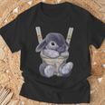 グレー 兎 うさぎ 抱っこ 抱っこ紐 Tシャツ 高齢者への贈り物