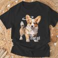 コーギー 天使 子犬 水彩 Tシャツ 高齢者への贈り物