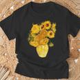 ゴッホのひまわりの現代美術の絵画 Tシャツ 高齢者への贈り物