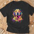 ゴールデンレトリバー 恋人 ポップアートカラー ファニー ゴールデンレトリバー Tシャツ 高齢者への贈り物