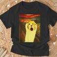ゴールデンレトリバー 面白いtシャツ 犬 ムンクの叫び かわいい メンズ 子供 おもしろ 服 グッズ ネタ Tシャツ 高齢者への贈り物