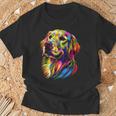 ゴールデン・レトリーバー 犬 カラフル ポップアート 犬好き Tシャツ 高齢者への贈り物