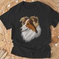 シェットランド・シープドッグ かわいい子犬の顔 犬好き ペット飼い主 Tシャツ 高齢者への贈り物