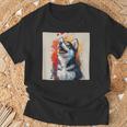 シベリアンハスキー子犬の笑いグラフィック。 Tシャツ 高齢者への贈り物