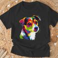 ジャック・ラッセル・テリア ブライトカラー ポップアート 愛犬家 Tシャツ 高齢者への贈り物