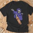 スケボーに乗る骸骨 スケーター ハロウィン Tシャツ 高齢者への贈り物