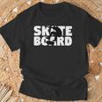 スケートボーダーへのギフト スケートボード シルエット Tシャツ 高齢者への贈り物
