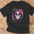 スタイリッシュなマゼンタ サクラ ムエルテ スカルデザイン Dia De Los Muertos Tシャツ 高齢者への贈り物