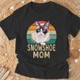 スノーシュー 猫 ママ レトロ ヴィンテージ 面白い I Love My Cat Tシャツ 高齢者への贈り物