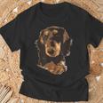 ダックス イラスト 愛犬家 犬 アート Tシャツ 高齢者への贈り物