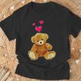 テディベアとハートのかわいいテディベアモチーフ Tシャツ 高齢者への贈り物