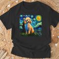 トイプードル 面白いtシャツ 犬 ゴッホ 星月夜 かわいい メンズ 子供 おもしろ 服 グッズ ネタ Tシャツ 高齢者への贈り物