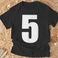 ナンバーファイブ 数字 5 プレーン 白 数字 Tシャツ 高齢者への贈り物