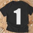 ナンバーワン 数字 1 プレーン ホワイト 数字 Tシャツ 高齢者への贈り物