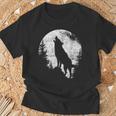 ハウリングウルフ 月光 森 シルエット 荒野 Tシャツ 高齢者への贈り物