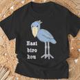 ハシビロコウさん 『セルフィー』青い鳥【どうぶつフレンズ 】ゆるくて かわいい 動物園の生き物 イラスト Tシャツ 高齢者への贈り物