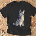 ハスキーがモチーフの愛犬家 シベリアンハスキーが大好き Tシャツ 高齢者への贈り物