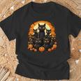 ハロウィン 黒猫 パンプキン 面白い レトロデザイン Tシャツ 高齢者への贈り物