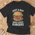 ハンバーガーが大好きな少年 おもしろハンバーガー好き Tシャツ 高齢者への贈り物