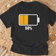 バッテリーハーフ残量50 バッテリーデッドtシャツ バッテリー残量が少ない Tシャツ 高齢者への贈り物