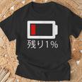 バッテリー残量1 バッテリー切れtシャツ バッテリー残量が少ない Tシャツ 高齢者への贈り物