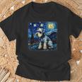 バン・ゴッホ 星月夜ミニチュア・シュナウザー Tシャツ 高齢者への贈り物
