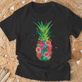 パイナップルフラワー レディース メンズ アロハ ハワイ ヴィンテージ ハワイアン Tシャツ 高齢者への贈り物