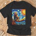ヒヒ猿 星月夜 絵画 Tシャツ 高齢者への贈り物