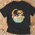 ヒョウモントカゲモドキ シャワー かわいい 野生動物 トカゲ Tシャツ 高齢者への贈り物