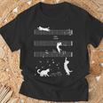 ピアノ音符 遊び心のある猫 Tシャツ 高齢者への贈り物