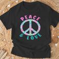ピースアンドラブカラフルヒッピーシンボル Tシャツ 高齢者への贈り物