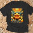 ファンタジー キュート イエロー カエルの太陽 Tシャツ 高齢者への贈り物