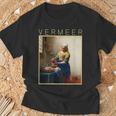 フェルメール 面白いtシャツ アート 牛乳を注ぐ女 絵画 メンズ レディース 面白い 服 美術 油彩画 Tシャツ 高齢者への贈り物